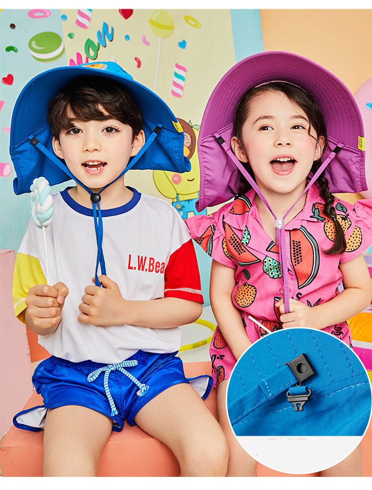 Kocotree Wide Brim Children Sun Hat Kids Bucket Cap Summer Beach Girls Travel Outdoor New Fashion Cute Casual Sun Hats